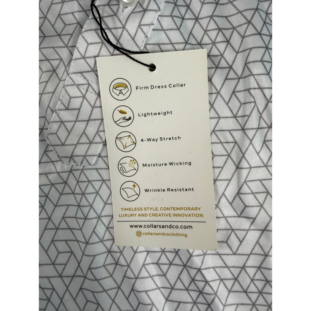 Collars & Co. Polo Mens Small Geometric Print Performance Shirt Short Sleeve NWT - Picture 3 of 8